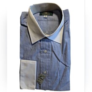 Tom James Shirtmakers Executive Collection Blue White French Cuff Shirt 16 34